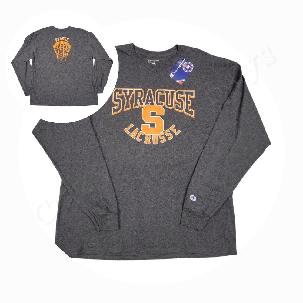 Champion Syracuse Orange Lacrosse Long Sleeve Graphic Tee T-Shirt, Gray 2XL XXL